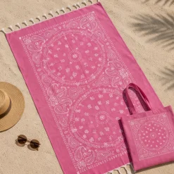 Completo Mare Fouta FUXIA | Telo Pareo + Borsa Beach
