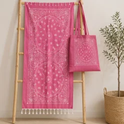 Completo Mare Fouta FUXIA | Telo Pareo + Borsa Beach