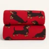 Coperta da divano in lana cotta infeltrita Made in Italy 150x170 cm Bassotto rosso