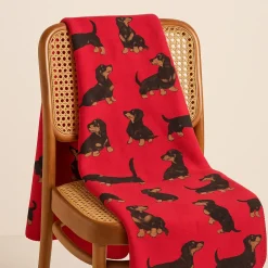 Coperta da divano in lana cotta infeltrita Made in Italy 150x170 cm Bassotto rosso