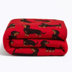 Coperta da divano in lana cotta infeltrita Made in Italy 150x170 cm Bassotto rosso