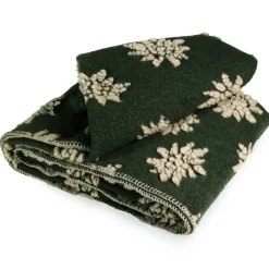 Coperta in Lana Cotta MUSCHIO con motivo Stella Alpina matrimoniale 250x205 cm