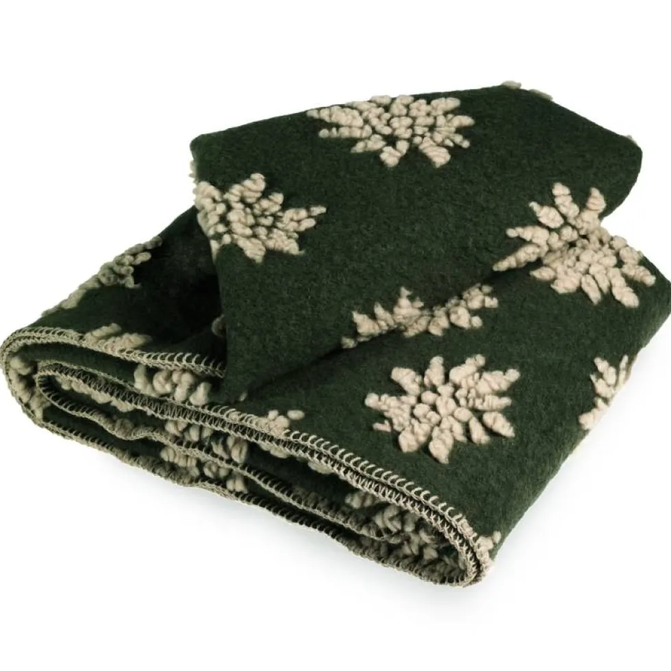 Coperta in Lana Cotta MUSCHIO con motivo Stella Alpina matrimoniale 250x205 cm