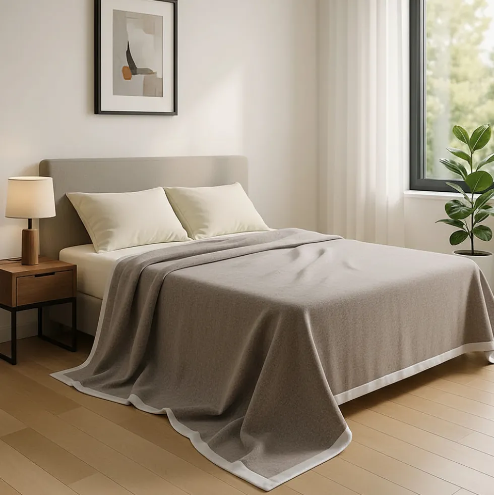 Coperta invernale Lana e Cashmere FRIDA Greige Matrimoniale 250x220 cm