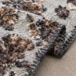 Coperta Lana Cotta Fiori d'Autunno grigio | Home Decor