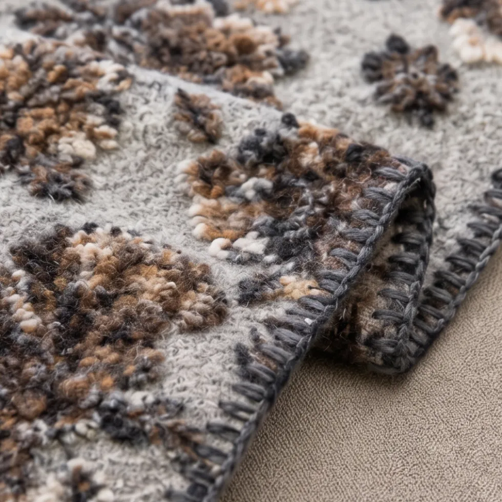 Coperta Lana Cotta Fiori d'Autunno grigio | Home Decor