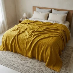 Coperta lana merino lavabile Lanerossi gialla 240x260 matrimoniale