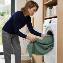 Coperta lana merino lavabile in lavatrice matrimoniale verde acqua