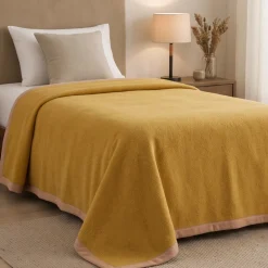 Coperta Lana Vergine Marzotto Marta senape | Singola Calda