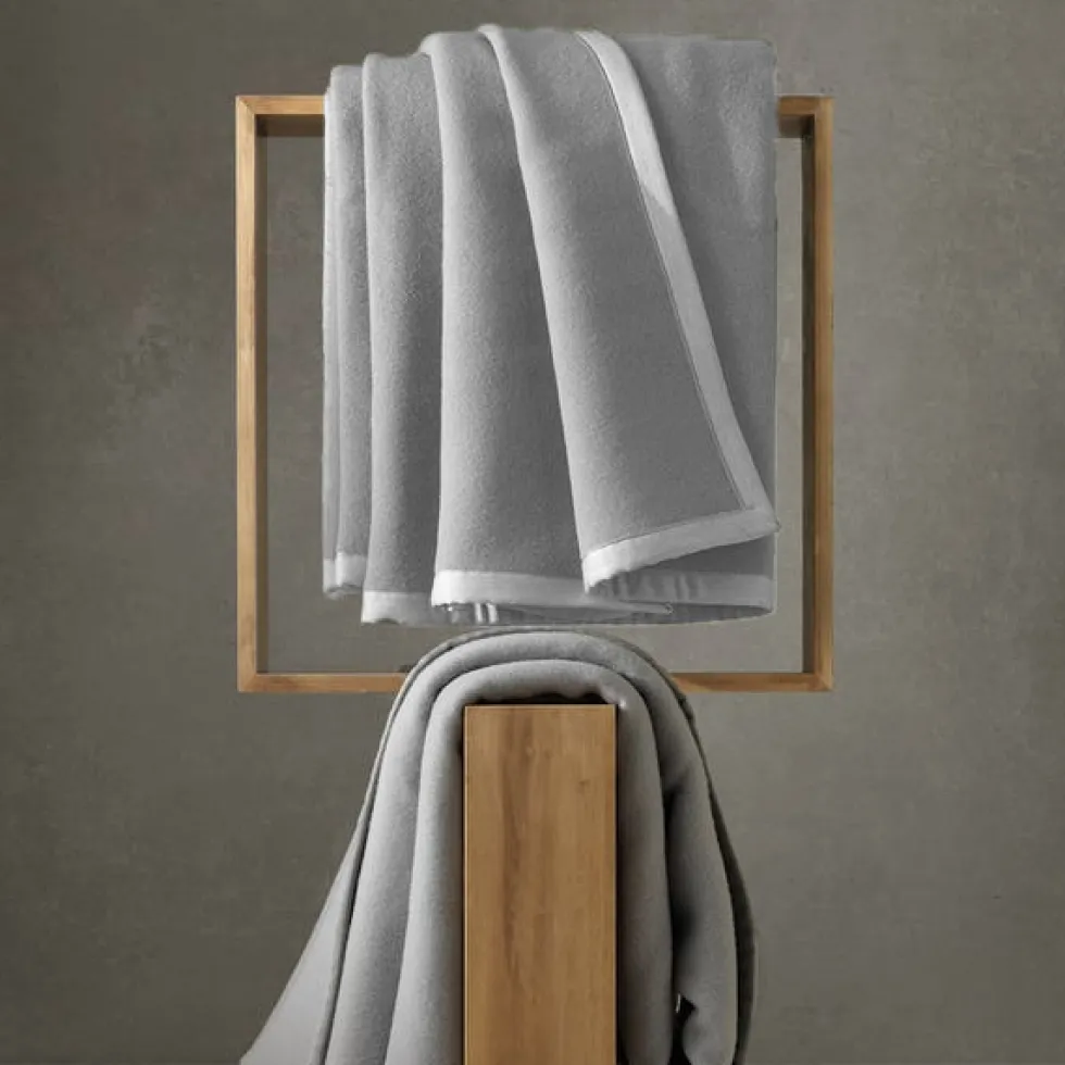 Coperta LANA Vergine Matrimoniale SOMMA ORIGAMI Fumo
