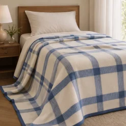 Coperta Matrimoniale invernale Marzotto Home Marta Check blu