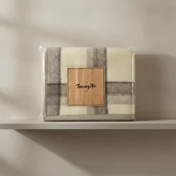 Coperta Matrimoniale Marzotto MARTA Check beige in Pura Lana Vergine