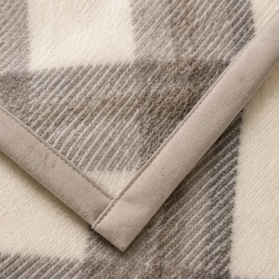 Coperta Matrimoniale Marzotto MARTA Check beige in Pura Lana Vergine