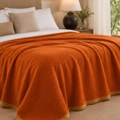 Coperta Matrimoniale Marzotto arancione Marta Double-Face