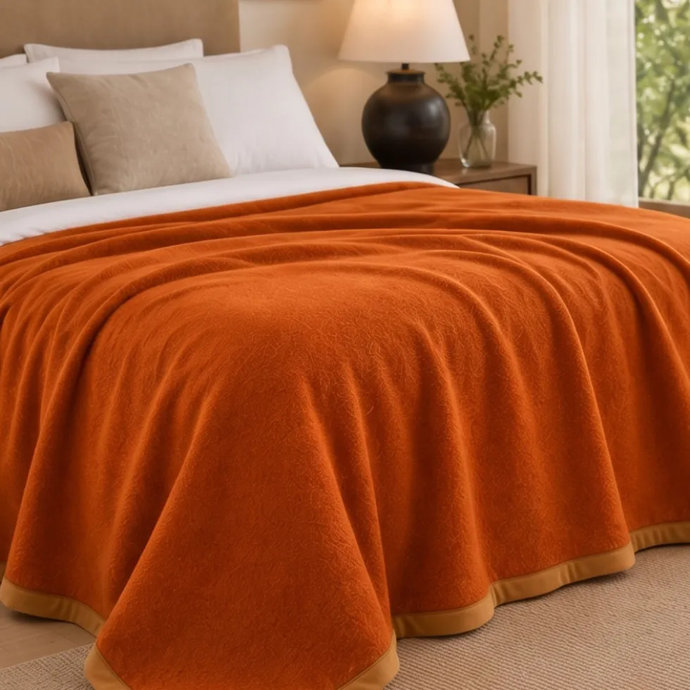 Coperta Matrimoniale Marzotto arancione Marta Double-Face