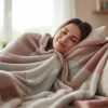 Coperta Matrimoniale Plush Piquet Line Rosa con Sherpa 210x240