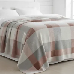 Coperta Matrimoniale Plush Piquet Line Rosa con Sherpa 210x240