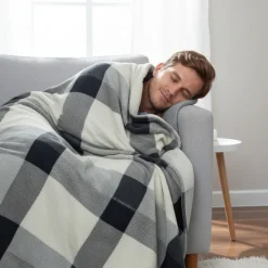 Coperta Matrimoniale Plush Piquet Sherpa – Grigio Morbido e Caldo