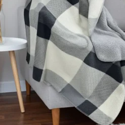 Coperta Matrimoniale Plush Piquet Sherpa – Grigio Morbido e Caldo