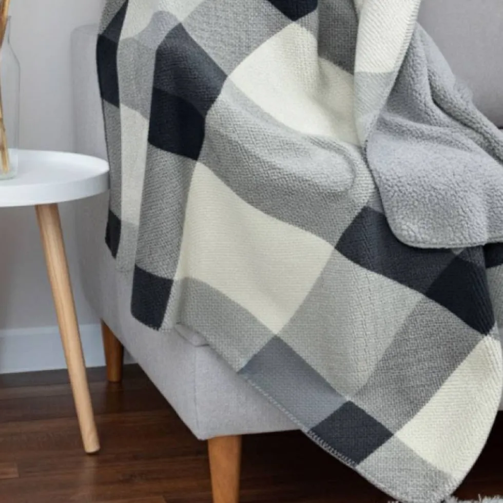 Coperta Matrimoniale Plush Piquet Sherpa – Grigio Morbido e Caldo