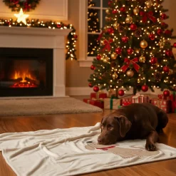 Coperta plaid da divano 130x160 con ricamo applicato Doggy