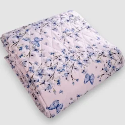 Coperta primaverile Fiorellini azzurri Boutis Eden floreale Matrimoniale