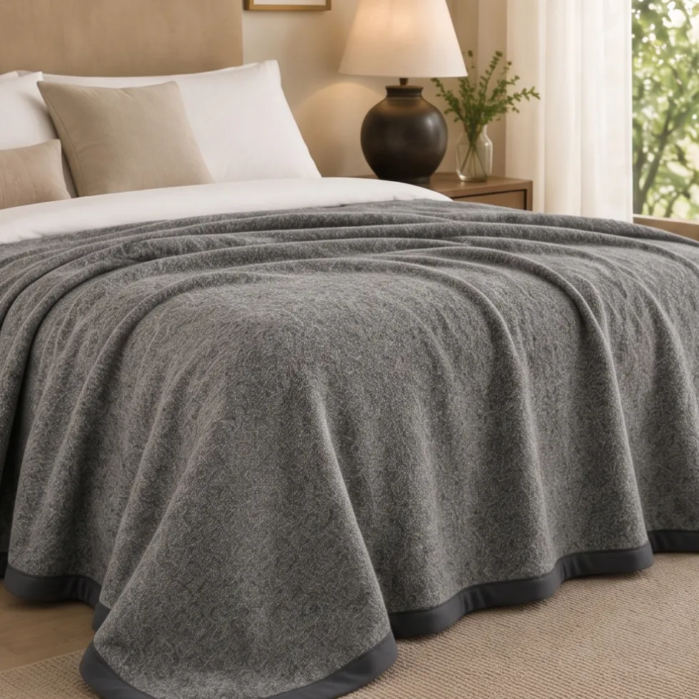 Coperta 100% pura lana vergine Marta Marzotto antracite matrimoniale