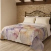 Coperta trapuntata primaverile matrimoniale rosa 260x260