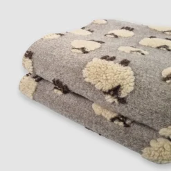 Coperta 250x205 matrimoniale in Lana Cotta pecorelle tortora