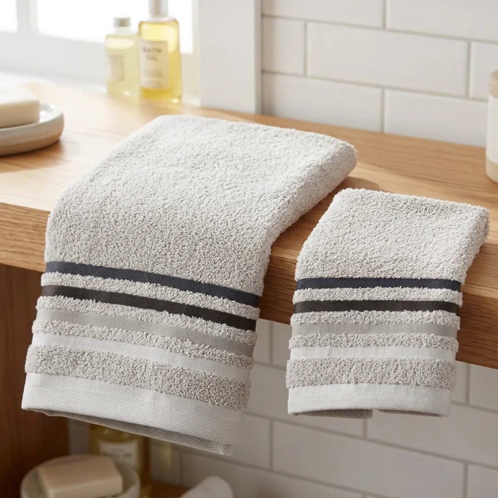 Coppia Asciugamani grigio perla: Corredo Bagno Moderno