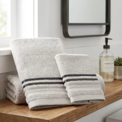 Coppia Asciugamani grigio perla: Corredo Bagno Moderno