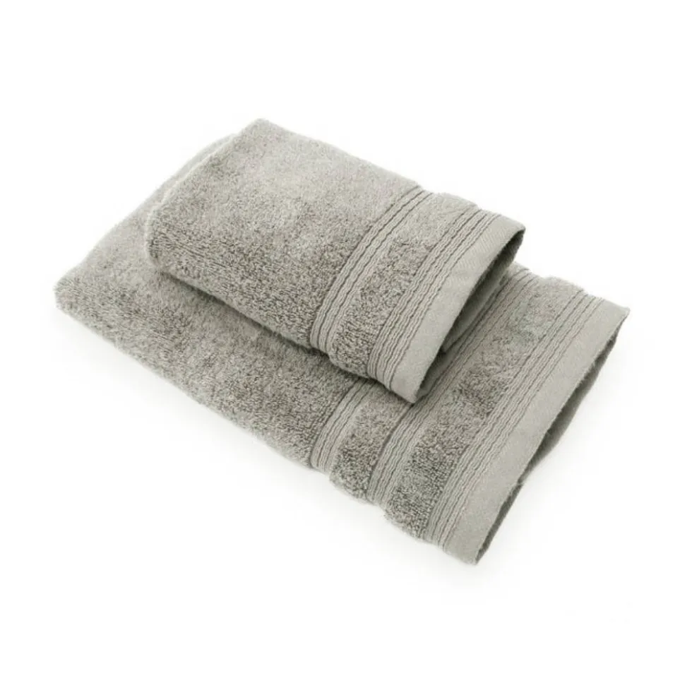 Coppia di asciugamani da bagno set 1+1 in spugna 650 gr pietra