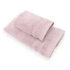 Coppia di asciugamani da bagno in spugna 650 gr rosa tinta unita