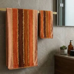 Coppia di asciugamani in spugna viso+ ospite Carrara Madagascar salmone