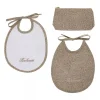 Coppia di bavaglini in trousse Borbonese KIDS Splendido marrone in spugna