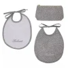 Coppia di bavaglini in trousse Borbonese KIDS Splendido grigio in spugna