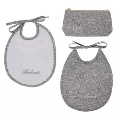 Coppia di bavaglini in trousse Borbonese KIDS Splendido grigio in spugna