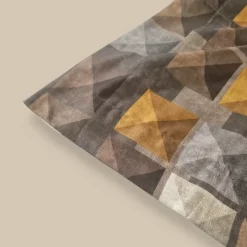 Coppia di federe CARRARA con 3 volani in raso Geometrico marrone