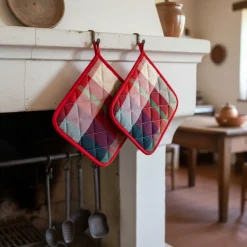 Coppia di Presine Cucina BOSSI CASA 1429 rosso e verde 20x20