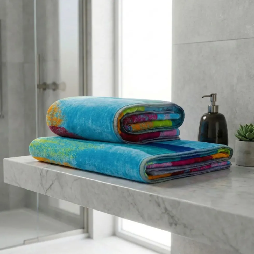 Coppia di spugne asciugamano viso+ospite Carrara Jamaica turchese
