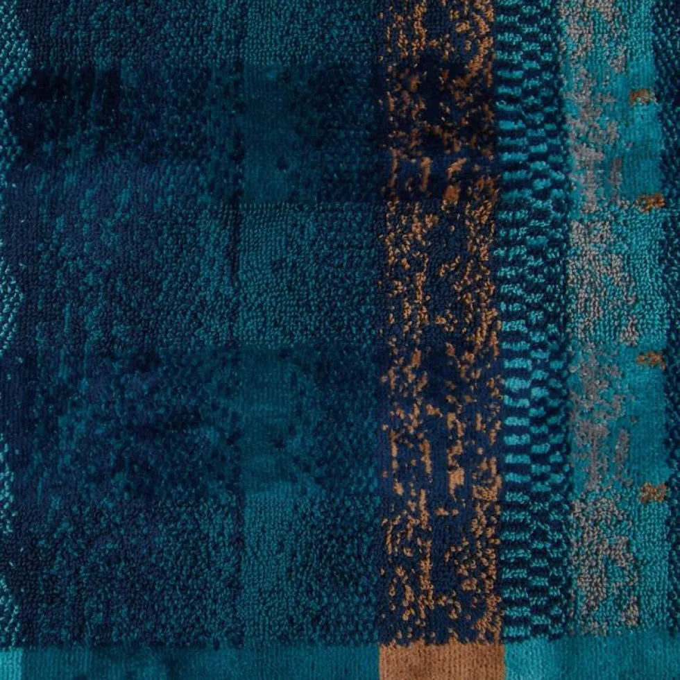 Coppia di spugne asciugamano e ospite Carrara Tandy melange blu