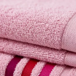 Coppia di spugne set 1+1 rosa confetto con righe 100% cotone