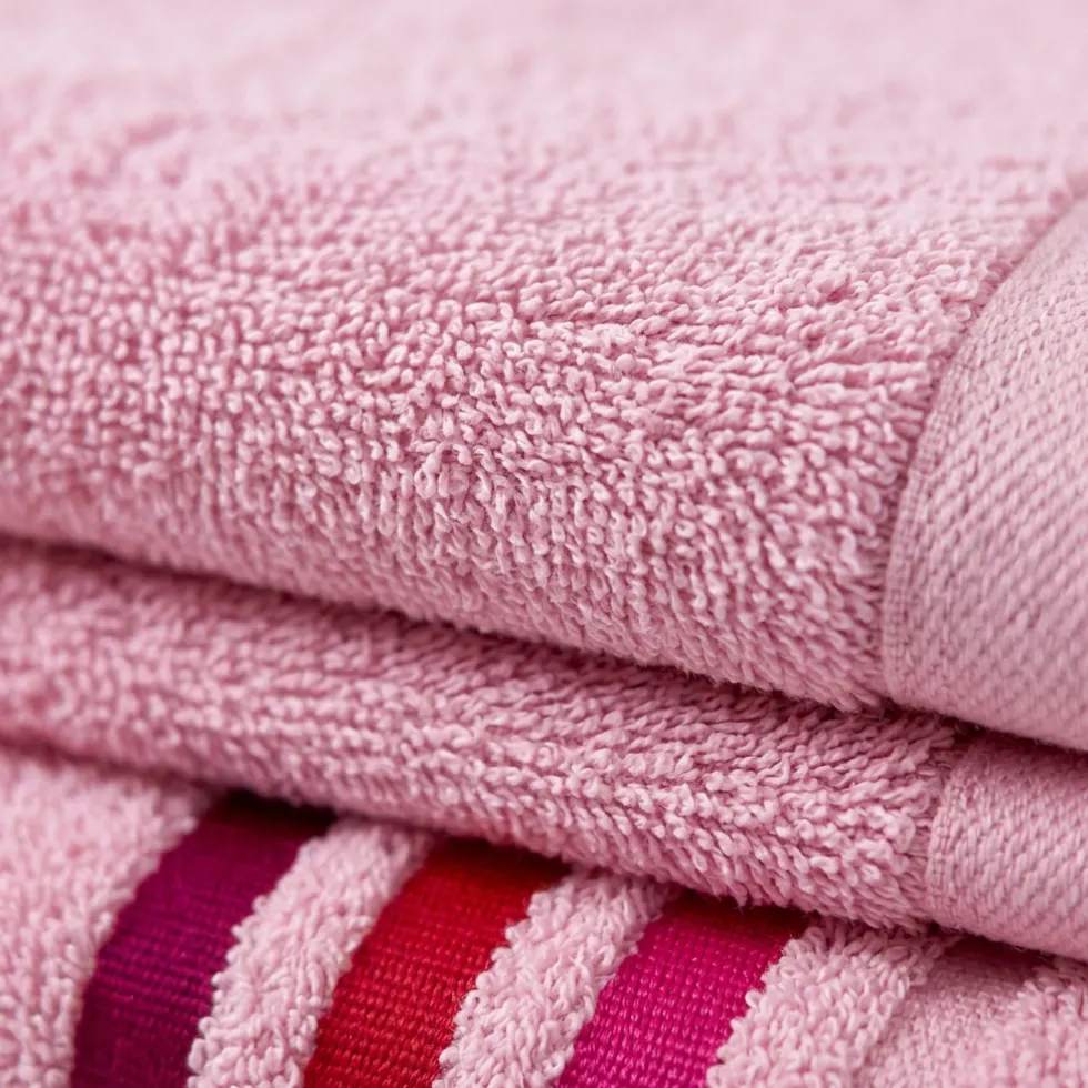 Coppia di spugne set 1+1 rosa confetto con righe 100% cotone