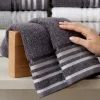 Coppia di spugne viso+ospite grafite con bordo a righe 100% cotone