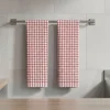 Coppia di Strofinacci da cucina 100% cotone doppio ritorto quadri rossi
