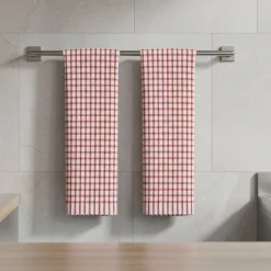 Coppia di Strofinacci da cucina 100% cotone doppio ritorto quadri rossi