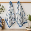 Coppia strofinacci da cucina Malè 100% cotone fantasia marina blu