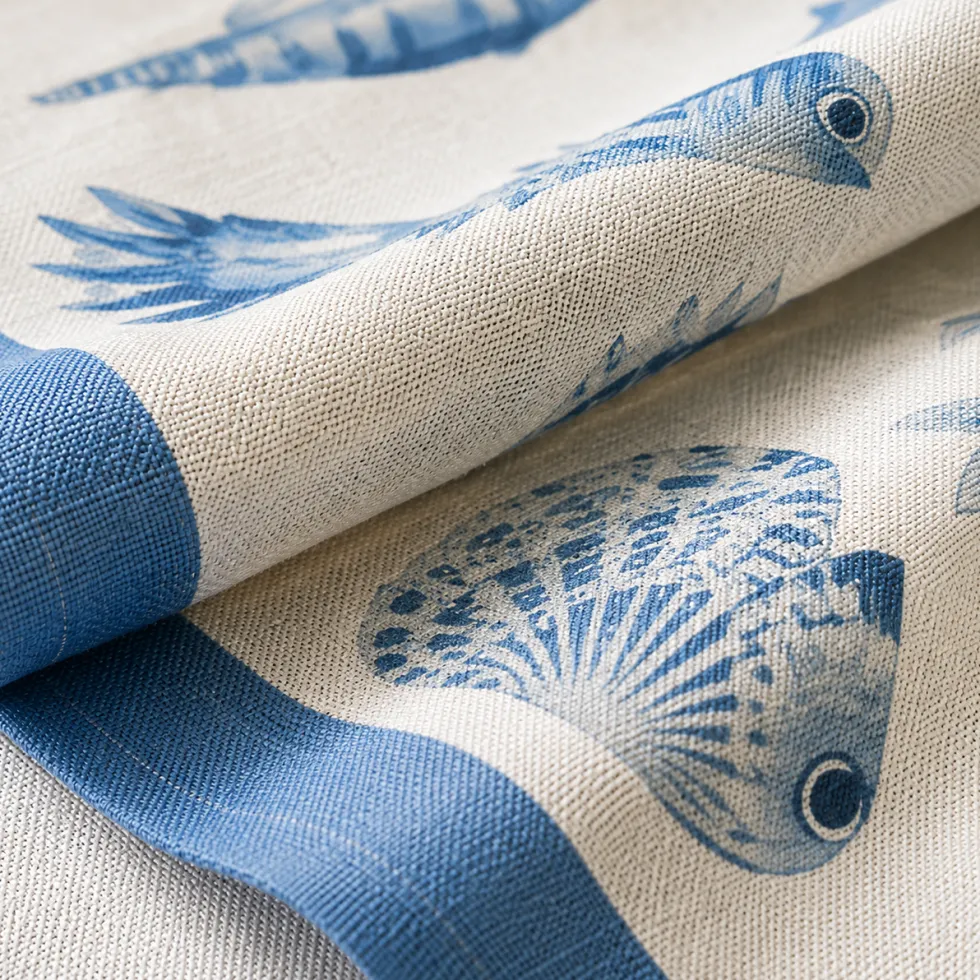 Coppia strofinacci da cucina Malè 100% cotone fantasia marina blu