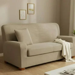 Copridivano con copricuscino elasticizzato 2 posti da 125 a 170 tortora