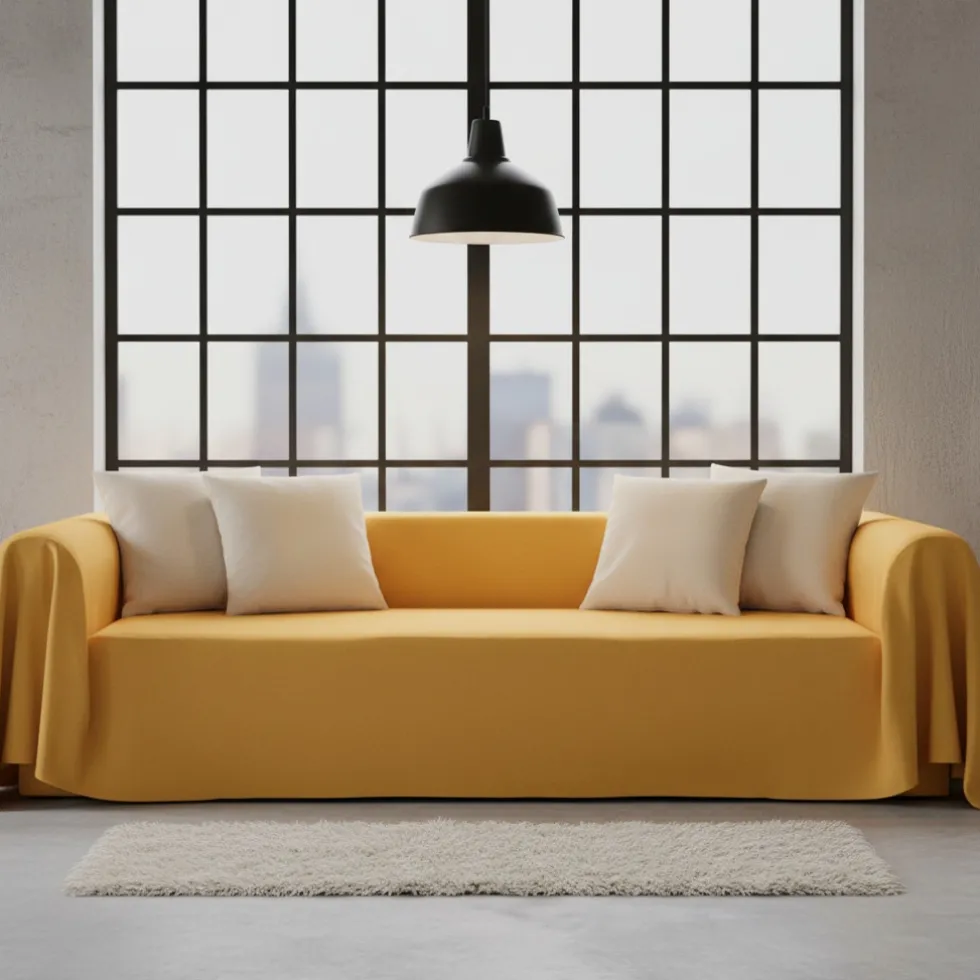Copridivano copritutto RARUS telo Panama 260x300 cm - senape